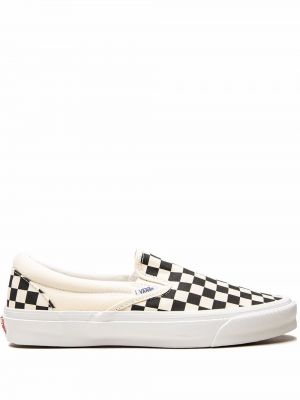 Klassiska sneakers med mönster i rutigt med slip-on Vans vit