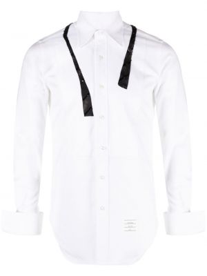 Bavlnená flitrovaná košeľa Thom Browne biela