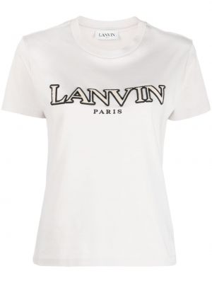Bavlnené tričko s výšivkou Lanvin sivá