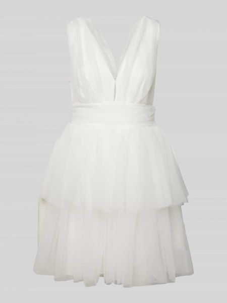Rozkloszowana sukienka z falbankami Gina Tricot biała