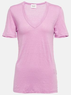 Trøje linned t-shirt Marant Etoile lilla