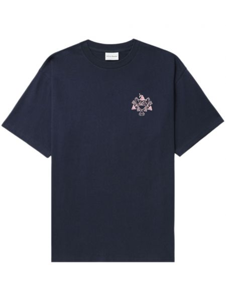 T-shirt en coton à imprimé Drôle De Monsieur bleu
