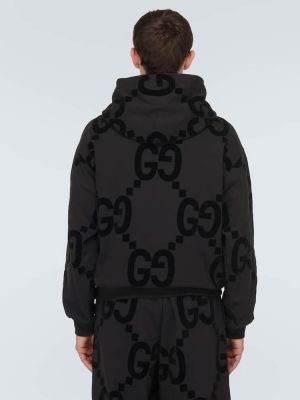 Βαμβακερός φούτερ με κουκούλα από ζέρσεϋ Gucci μαύρο