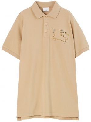 Medvilninis polo marškinėliai Burberry smėlinė