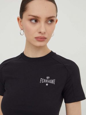 Памучна тениска Chiara Ferragni черно