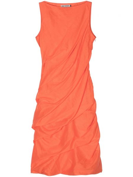Pliszírozott midi ruha Issey Miyake narancsszínű