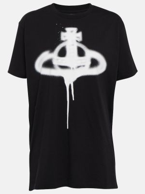 Bavlněné tričko s potiskem Vivienne Westwood černé