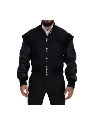 Nylonowa kurtka przejściowa na guziki Dolce And Gabbana czarna