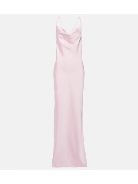 Сатенена макси рокля Rotate розово