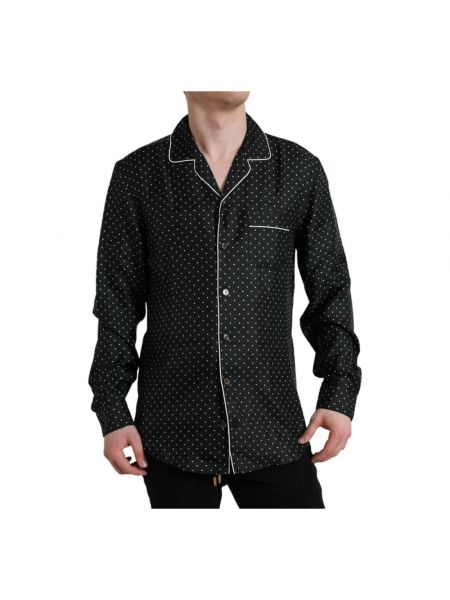 Jedwabna koszula w grochy Dolce And Gabbana czarna