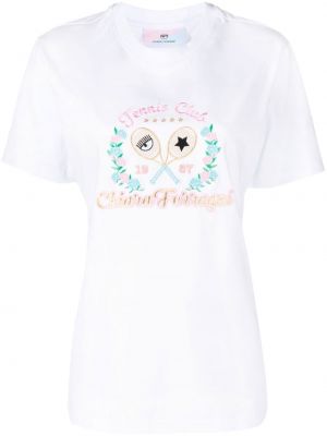 Памучна тениска бродирана Chiara Ferragni бяло