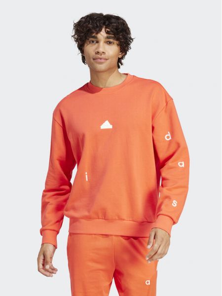 Laza szabású hímzett pulóver Adidas piros