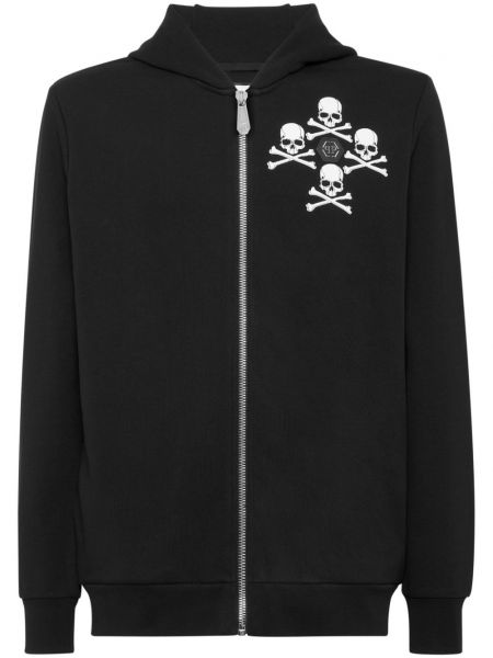 Baskılı pamuklu hoodie Philipp Plein siyah