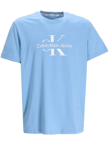 T-shirt en coton à imprimé Calvin Klein bleu