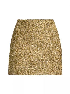 Твидовая мини-юбка с эффектом металлик Milly, золото
