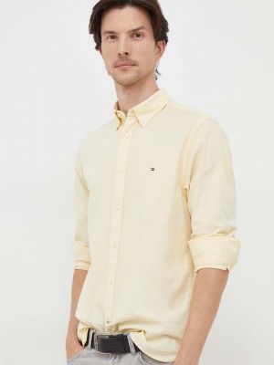 Пуховая рубашка на пуговицах Tommy Hilfiger желтая