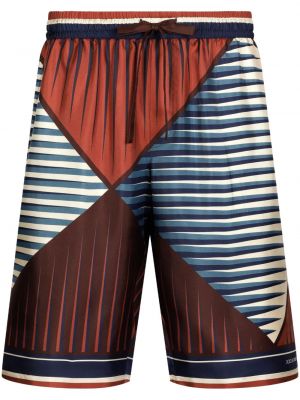 Pantaloni scurți de mătase cu imagine cu imprimeu geometric Dolce & Gabbana roșu