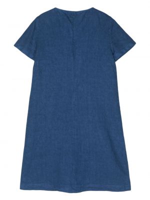 Lněné šaty s kulatým výstřihem Aspesi modré