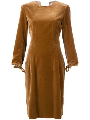 Žametna midi obleka iz rebrastega žameta Acne Studios rjava