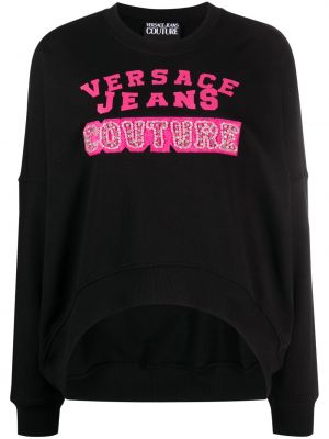 Mikina s korálky s potiskem Versace Jeans Couture černá