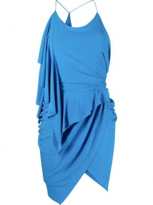 Asimetrična mini obleka z draperijo Alexandre Vauthier modra