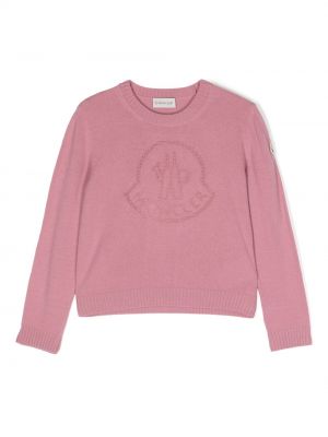 Maglione ricamata Moncler Enfant rosa