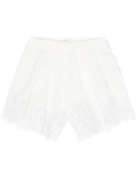 Spitzen leinen shorts Maurizio Mykonos weiß