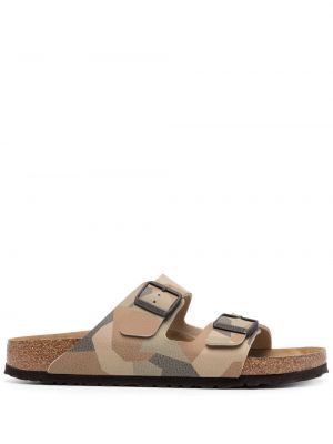 Giymek soyut baskı baskılı sandalet Birkenstock kahverengi