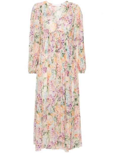 Φλοράλ μάξι φόρεμα με σχέδιο Zimmermann μπεζ