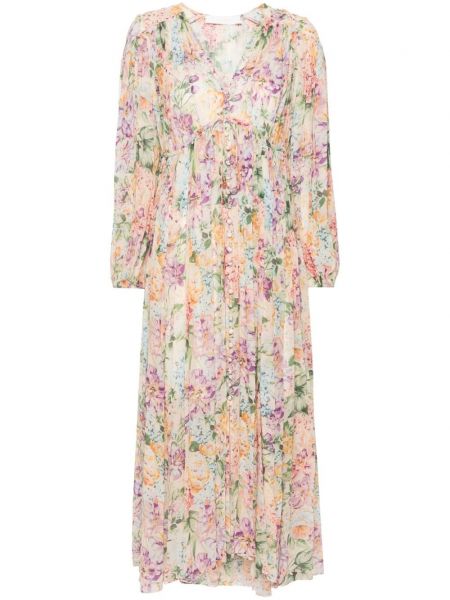 Robe longue à fleurs à imprimé Zimmermann beige