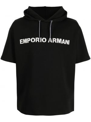 Sudadera con capucha con apliques Emporio Armani negro