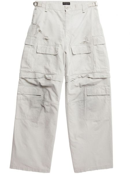 Cargo kalhoty s oděrkami Balenciaga šedé