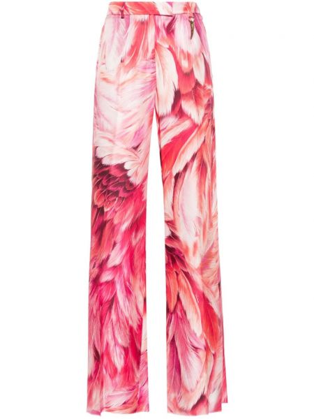 Hlače s printom Roberto Cavalli ružičasta