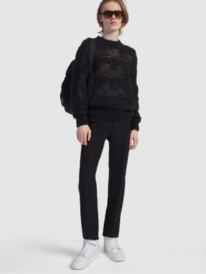 Moherowy sweter Saint Laurent czarny