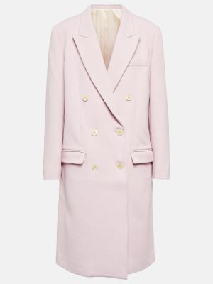 Bavlněný vlněný kabát Isabel Marant růžový