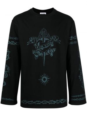 Bavlnené tričko s potlačou Jean Paul Gaultier čierna