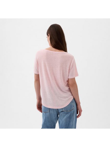 Lněné tričko Gap růžové