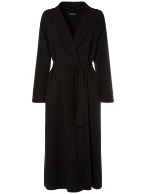 Krepový vlnený kabát 's Max Mara čierna