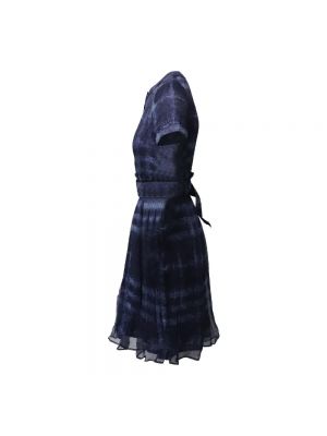 Jedwabna sukienka Burberry Vintage niebieska