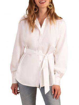 Поплиновая рубашка Respendent с поясом и пуговицами спереди Trina Turk белый