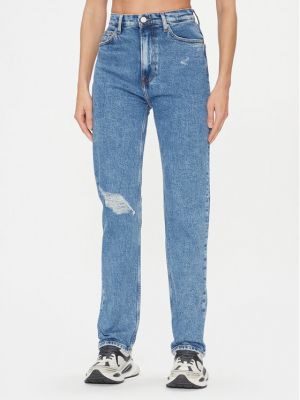 Ravne hlače Tommy Jeans modra