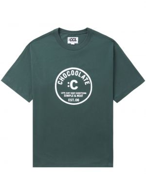 Βαμβακερή μπλούζα με σχέδιο Chocoolate πράσινο