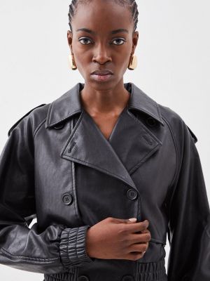Кожаная куртка из искусственной кожи Karen Millen черная