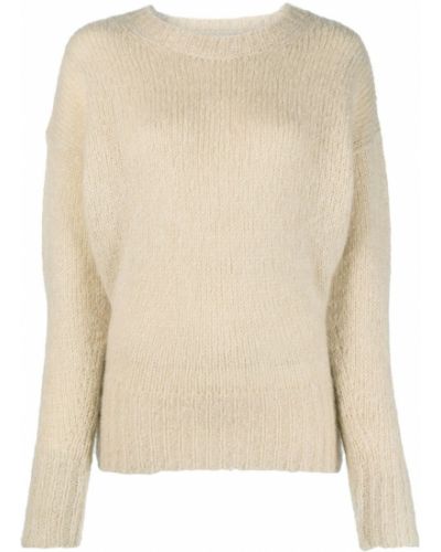Moherowy dzianinowy sweter Isabel Marant beżowy