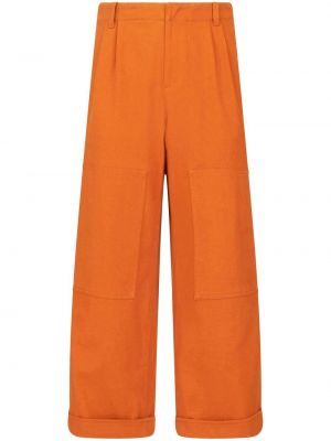 Relaxed fit ravne hlače Etro oranžna