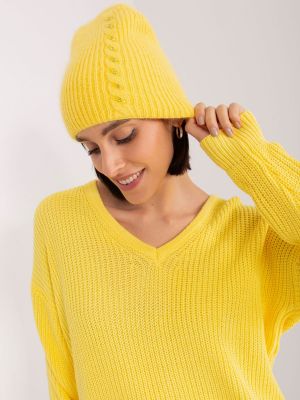 Плетена шапка Fashionhunters жълто