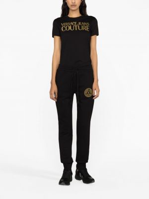 Tričko s potiskem Versace Jeans Couture černé