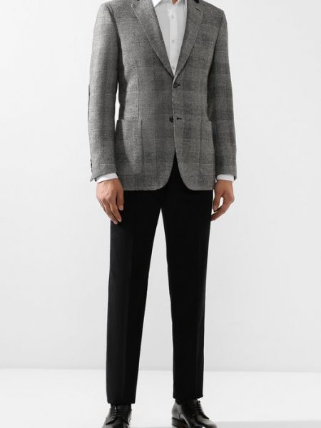 Кашемировый шерстяной пиджак Brioni серый