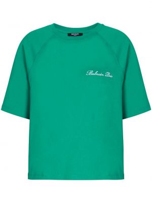 Тениска бродирана зелено Balmain
