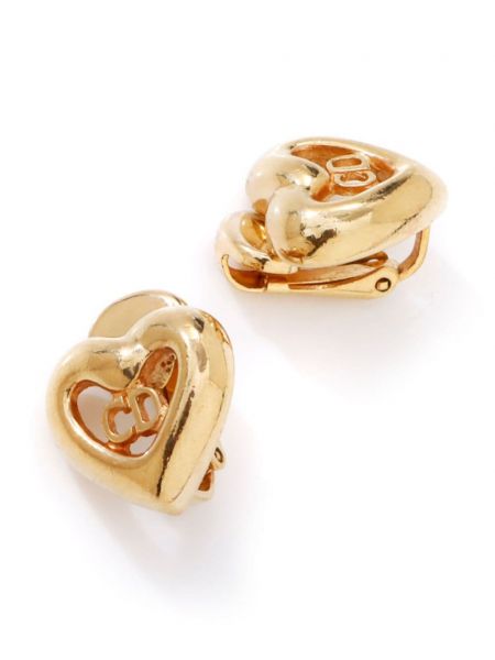 Boucles d'oreilles de motif coeur Christian Dior Pre-owned doré